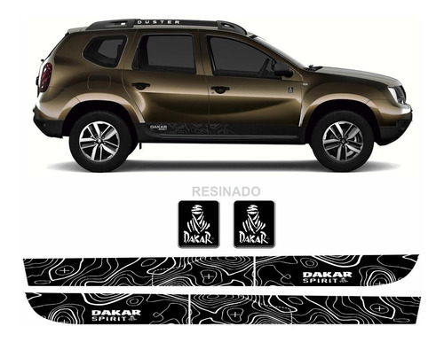 Kit Completo Adesivo Renault Duster Dakar + Emblema Dstr16 Cor Adesivo Preto Fosco