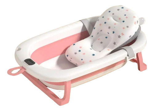 Bañera Baño Bebes Plegable Baby Splash Sensor Temperatura Color Rosa Liso