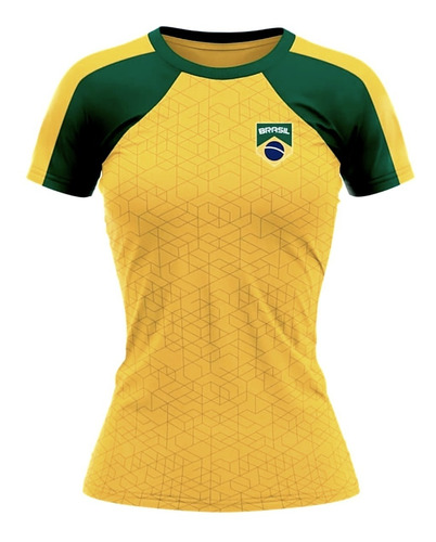 Camiseta Feminina Do Brasil Macuxi Em Dry Max Torcedora Copa