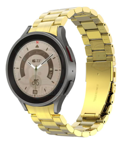 Pulseira Social Aço Inox 3 Elos Para Galaxy Watch 6 Classic Cor Dourado