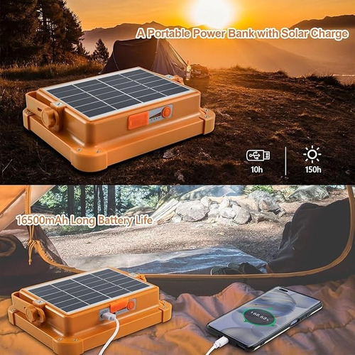 Foco Luz Led Exterior Lámpara Solar Recargable Portátil Ip66