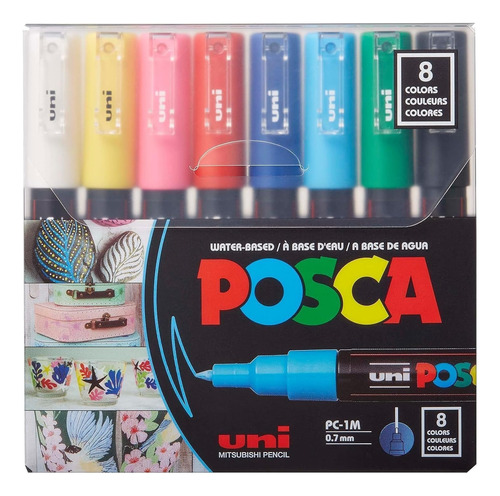 Marcadores Uni Posca Pc-1m 0.7 Set X8 Colores