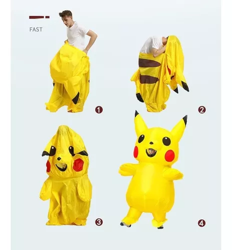 Traje inflável Pikachu para crianças e adultos, mascote amarelo, desenhos  animados de anime, vestido extravagante engraçado - AliExpress