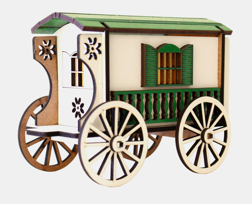 18 Carroças Cigana Mdf Branco E Verde Com Iluminação
