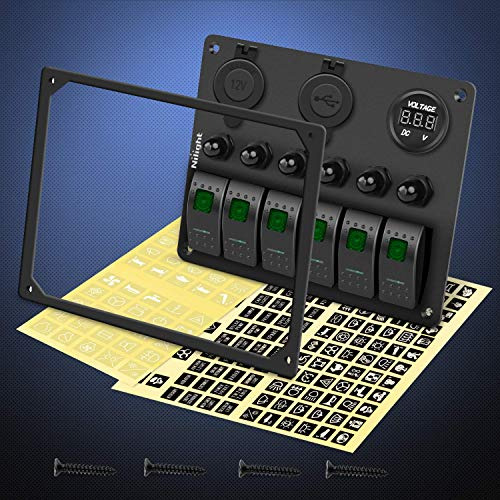 Interruptores On/off 6 Teclas Cargador Usb Voltimetro 12v _b