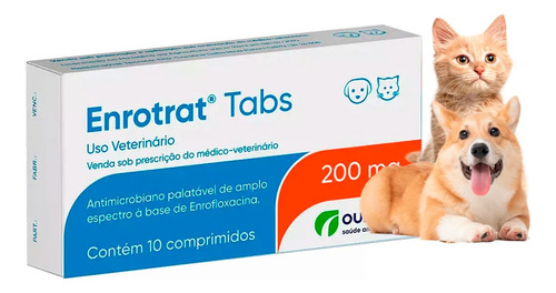 Enrotrat Tabs 200mg C/10 Comprimidos Antimicrobiano Ourofino