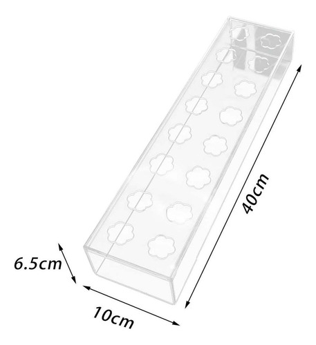 Jarrón Rectangular De Acrílico For Flores, 40 Cm X 10 Cm X