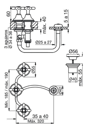 Imagen 2 de 9 de Griferia De Baño Fv Newport Plus 295/b2p Bidet Cromado