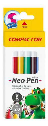 Canetinha Hidrográfica 6 Cores Compactor Neo Pen Mirim