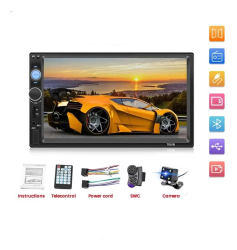 Reproductor Pantalla 7 Pulgadas 2 Din Mp5 Bluetooth Fm Usb 