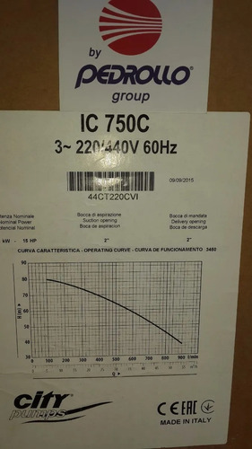 Imagen 5 de 7 de Bomba Centrifuga City Pedrollo 15 Hp 220/440 V, Italiana.