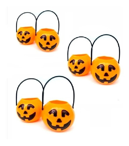 Mini Balde Calabaza Carameleras Halloween X 6u Stasio