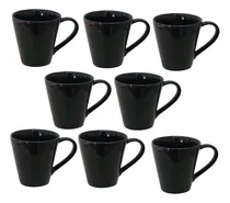 Comprar Jogo 08 Caneca Xicara Porcelana Preta Tulipa Lisa 250ml Cor Preto Caneca Porcelana
