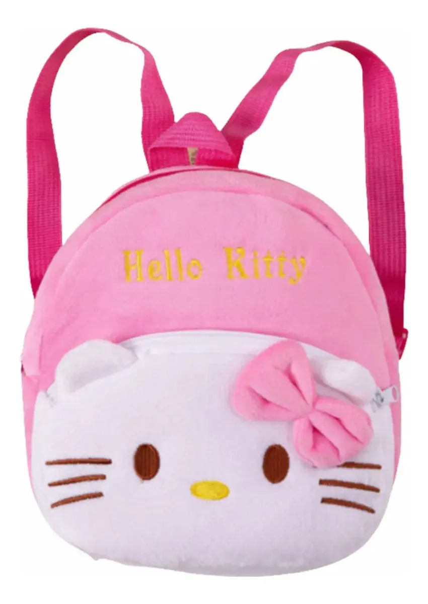 Mini Mochila De Pelúcia Para Bebê Modelos Cor Rosa Desenho do tecido Hello