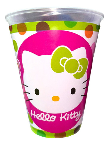 10 Vasos De Plastico De 320ml Con Tema De Hello Kitty
