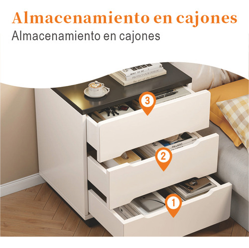 Mesa De Noche Minimalista Moderna 3 Cajones Mdf