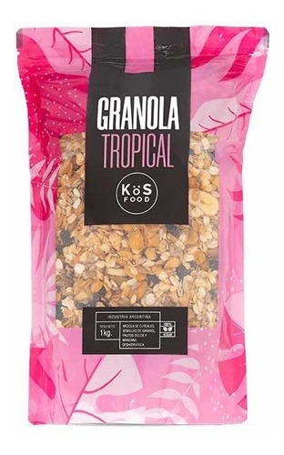 Granola Kos Tropical 1kg Avena Pasas Almendras Banana Papaya