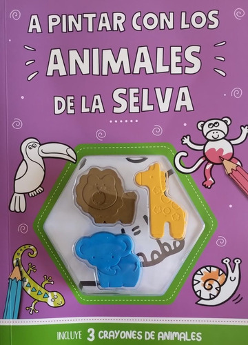 Libro Divertite Pintando Animales Selva Crayones Didactikids