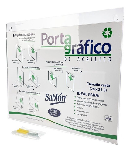 2 Pack Portagráfico Horizontal Tamaño Carta Con Adhesivo