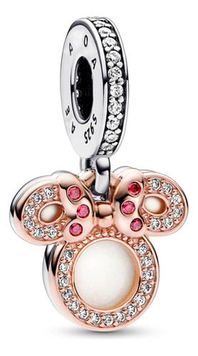 Charm Silueta Minnie Mouse Doble Colgante De Plata Ley 925