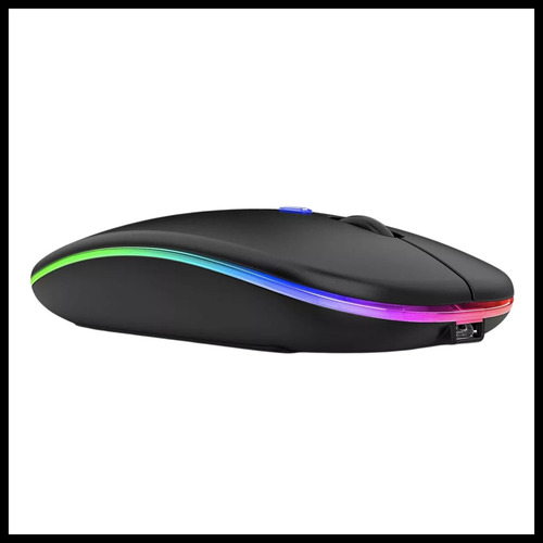 Mouse Dinax Inalámbrico Con Luces Rgb (recargable) Negro