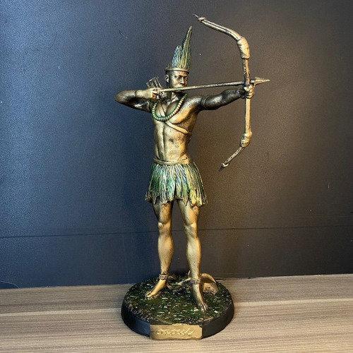 Oxossi 2 Exclusiva Umbanda Candomblé Cor Dourado Studio Orion Artigos Religiosos