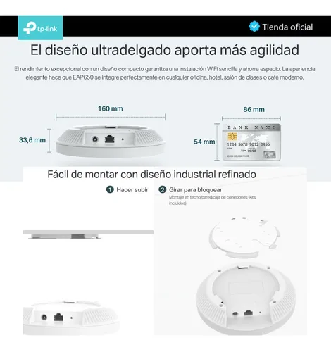 Tp-link, Access Point De Techo Gigabit Wifi 6 Ax3000, Eap650