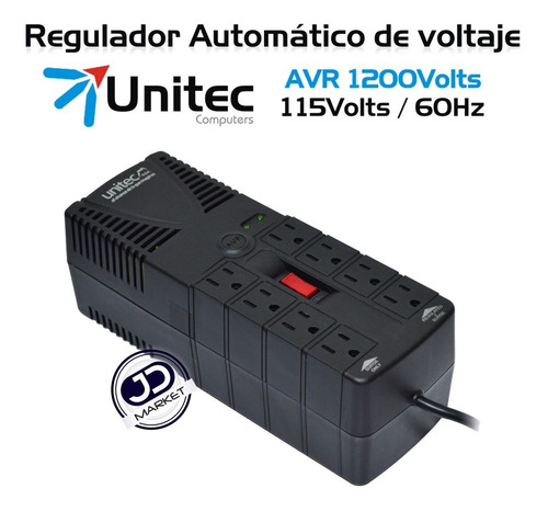 Regulador Automático De Voltaje 1200va · 8 Tomas Protegidas