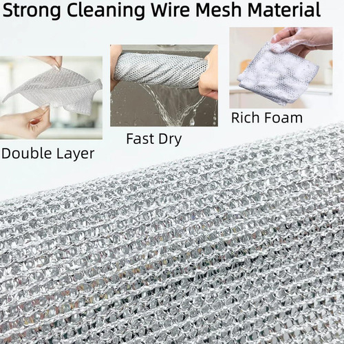 Paños De Limpieza De Alambre Neogor 10pcs 20x20cm Plata
