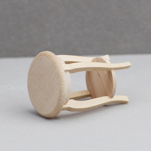 Taburete De Madera Para Casa De Muñecas A Escala 1:12, Mini