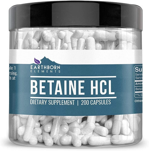 Betaína Hcl Pura 100% -  200 Capsulas Eg Bb58 Sabor Nd