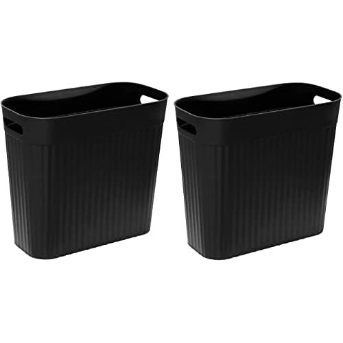 Slim Plastic Rectangular Small Trash Can Wastebasket, G...