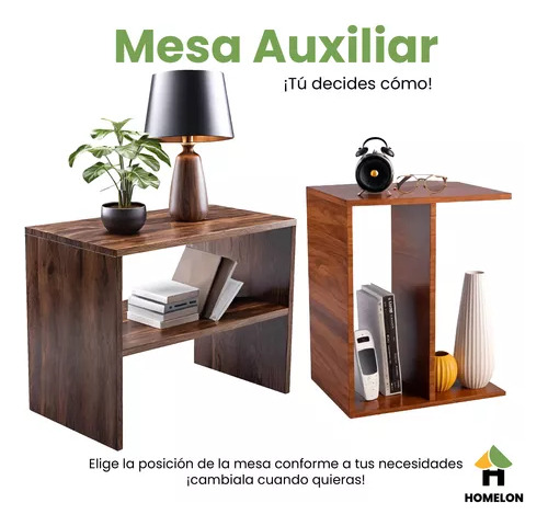 Mesa Auxiliar De Centro Madrid 2 En 1 Oficina Moderna Hogar, Nogal Oscuro