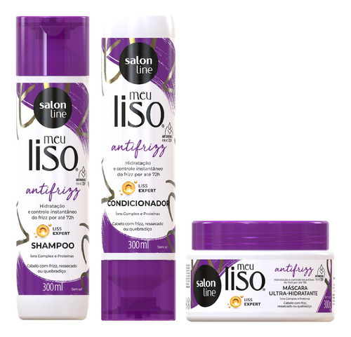 Salon Line Meu Liso Antifrizz Kit Sh + Cond + Máscara