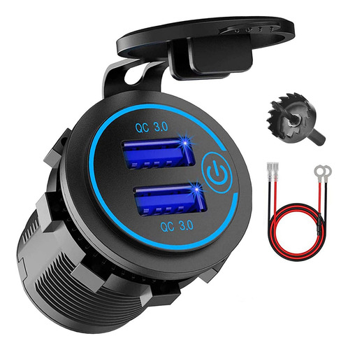 Salida Usb De 12 V, Cargador De Coche Usb Dual Qc 3.0 Con In