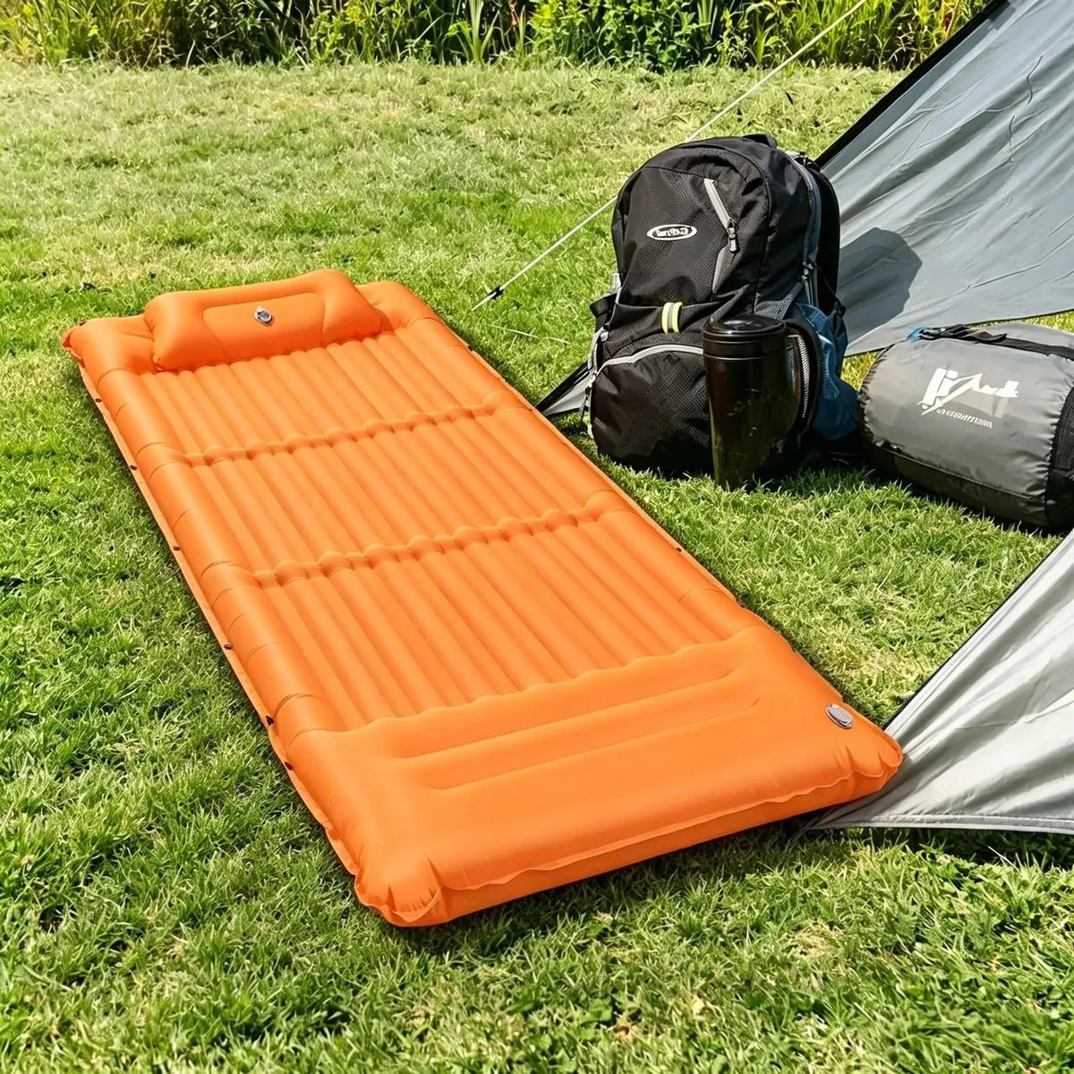Colchão Inflável Portátil Ao Ar Livre Com Almofadas 195x82cm New Hawaii Para Acampamento E Camping Ao Ar Livre