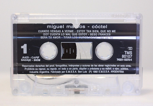 Cassette Miguel Mateos Cóctel 1992 Obsesión Zas // Nuevo!
