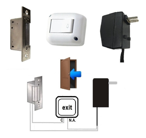 Cerradura Pestillo Electrico Abre Puerta Pulsador + Trafo Gr