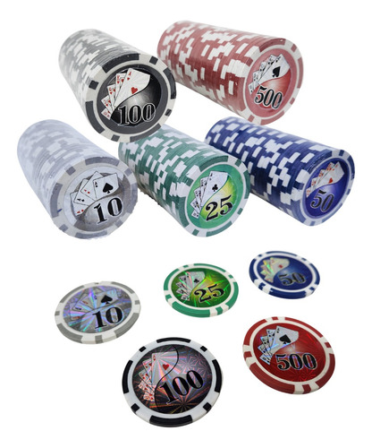 Fichas Poker X 100 U De 11.5gr Alma Metalica 4 Tubos De  25u