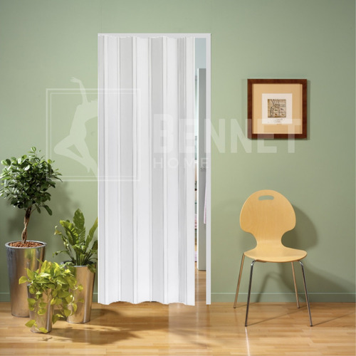 Puerta Plegadiza Pvc Reforzada Plegable A Medida Blanca 65cm