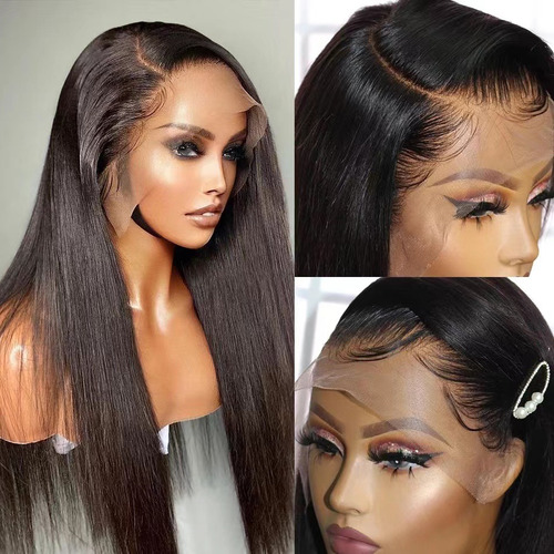 Peluca Lace Front Negra 22 Larga Castaño Claro