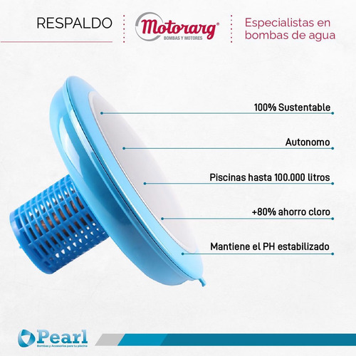 Ionizador Solar Pileta Pearl Anti Cloro Sarro Y Bacterias