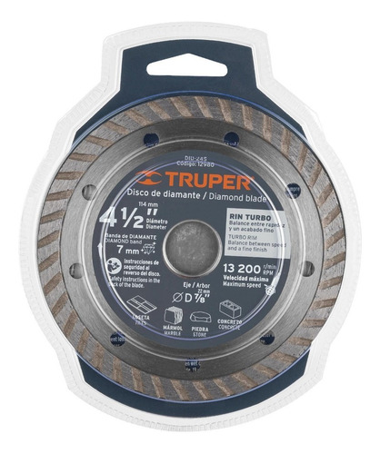 Disco De Diamante, Rin Turbo, 4-1/2', Truper Did-245