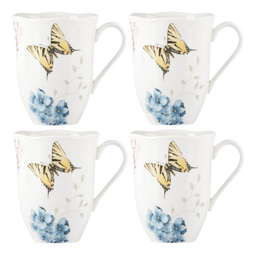 Juego De Tazas De Porcelana Lenox Butterfly Meadow Hydrangea