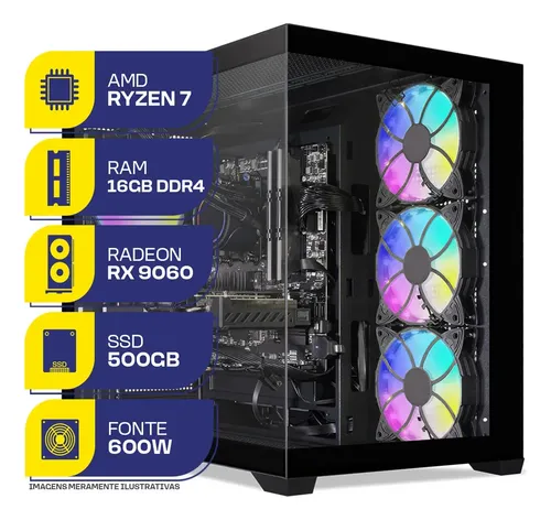 Pc Gamer Mcl Ryzen 7 5700x, Rx 9060 Xt, 16gb Ddr4, Ssd 500gb