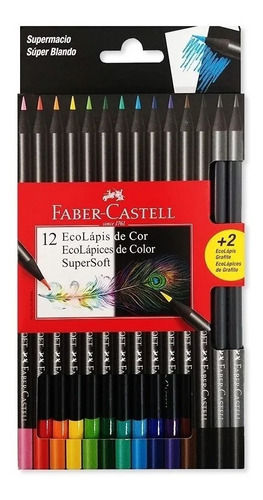 Colores Faber Castell X12 Ecolápices Supersoft + 2 Grafito