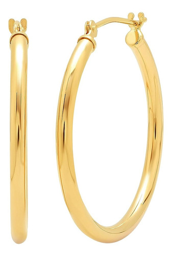 14k Gold Inch Diameter Classic Round Hoop Earrings Women 14k