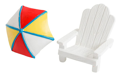 Toyvian Mini Silla De Playa En Miniatura, 2 Piezas, Sombril.