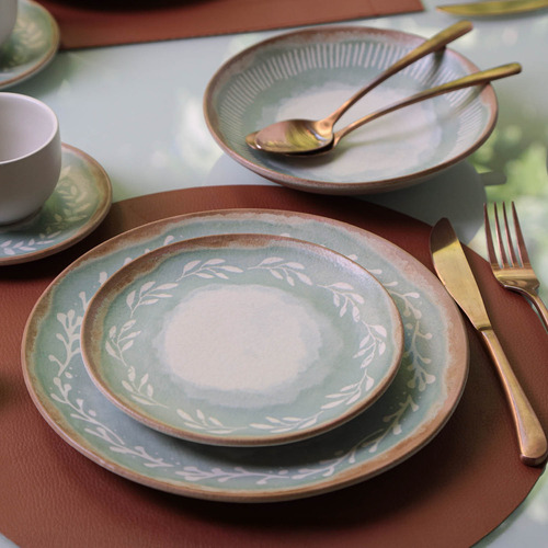 Jogo com 6 xícaras de café com 6 pires Coup Stoneware New Mediterrâneo 97 ml Porto Brasil