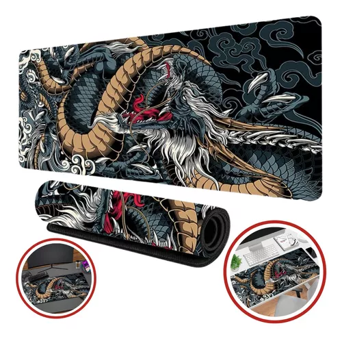 Mouse Pad Grande 90X40 Couro Gamer Desk Pad Dragão Azul Jogo em Promoção na  Americanas